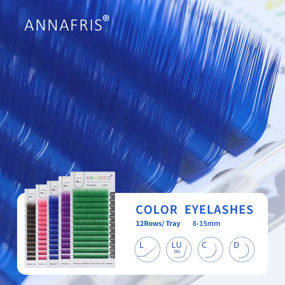 Eyelash Extension Russian - ANNAFRIS-Extensão dos Cílios Coloridos Individuais, Curl