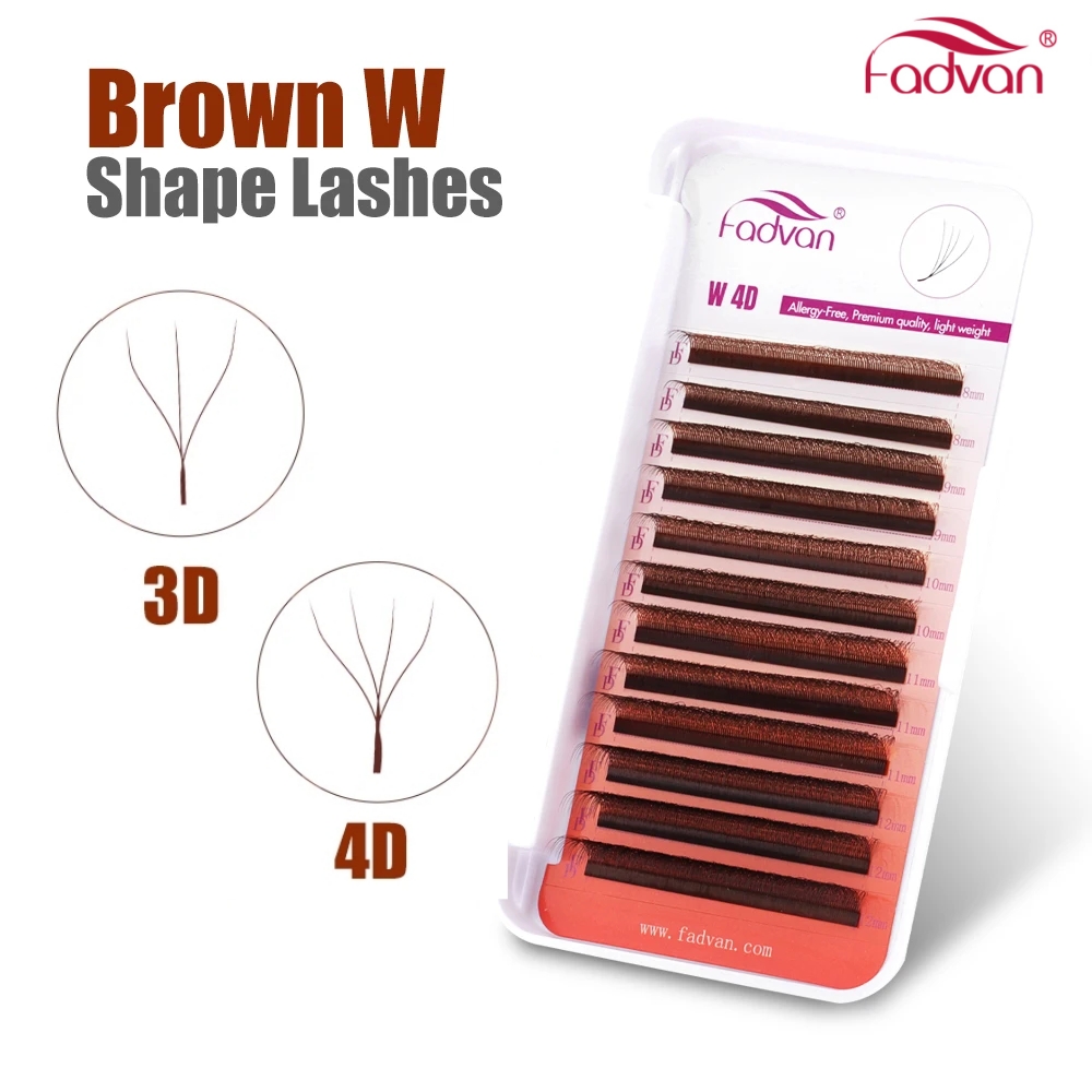 Eyelash Extension Human Hair - FADVAN Marrom 3D/4D W Forma D